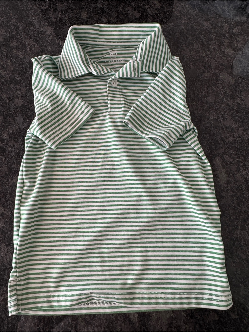 Class Club Size 5 Green & White Striped Polo Shirt